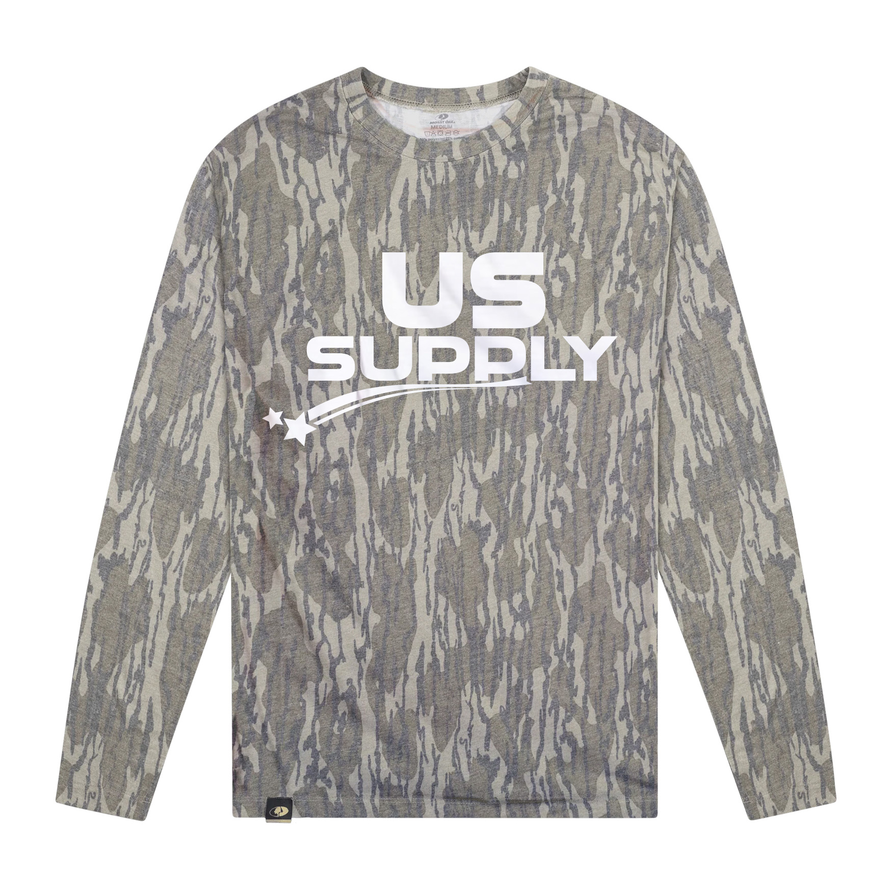 Mossy Oak Washed Out Long-Sleeved Camo T-Shirt with US Supply Logo